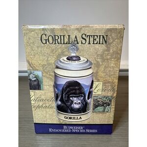 1996 Budweiser Gorilla Stein Endangered Species Series Beer Mug 7" Tall